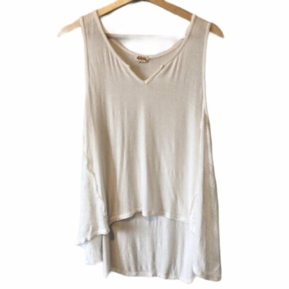 Ten Sixty Sherman White V-Neck High Low Lace Siding Tank Top S - Picture 1 of 4
